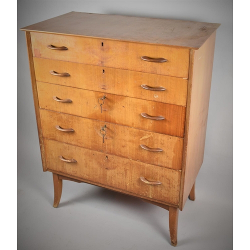 159 - A 1970's Chest of Five Long Drawers, In Need of Some Restoration, 85cm Wide