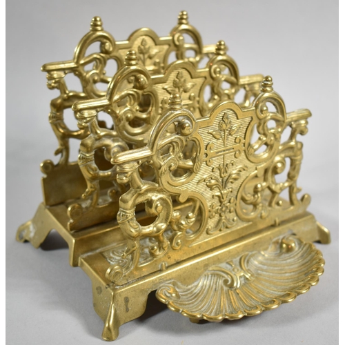 18 - A Reproduction French Style Brass Two Division Letter Rack In the Second Empire Style, 15cm wide