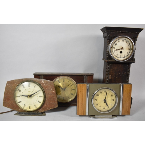 182 - A Collection of Three Vintage Metamec Mantle Clocks Together with a Miniature Oak Long Case Clock, A... 