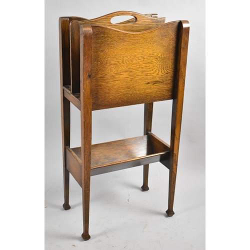 207 - An Edwardian Oak Two Division Magazine Stand, Centre Divider Requiring Attention