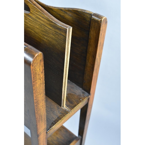 207 - An Edwardian Oak Two Division Magazine Stand, Centre Divider Requiring Attention