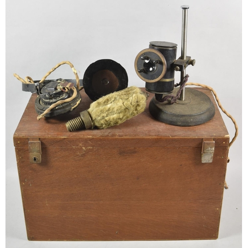 211 - A Pair of WWII British Army Headphones, DLR No.3 Together with RJB 7 Scientific Lamp etc