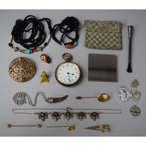 226 - A Small Collection of Costume Jewellery, Pocket Watch, Chain Mail Coin Purse etc