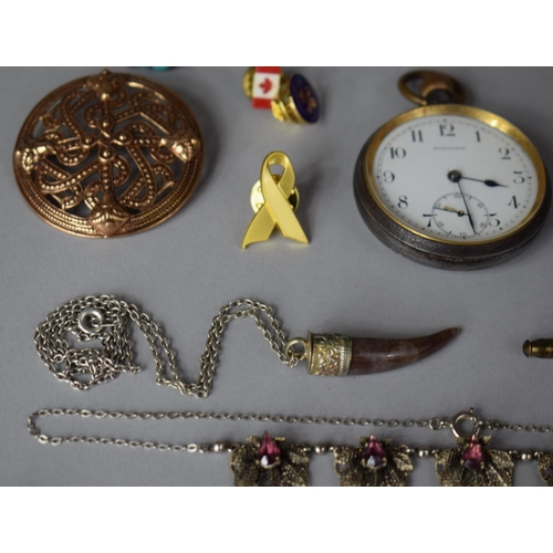 226 - A Small Collection of Costume Jewellery, Pocket Watch, Chain Mail Coin Purse etc