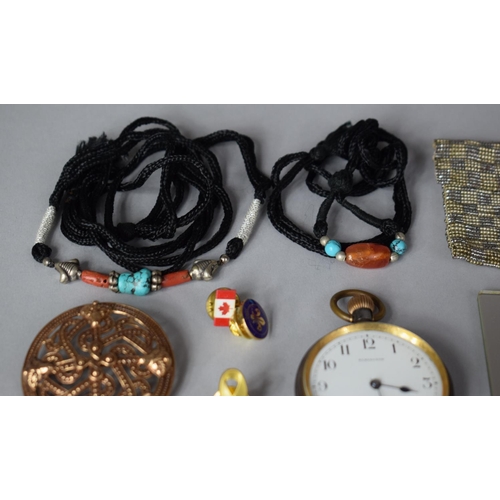 226 - A Small Collection of Costume Jewellery, Pocket Watch, Chain Mail Coin Purse etc