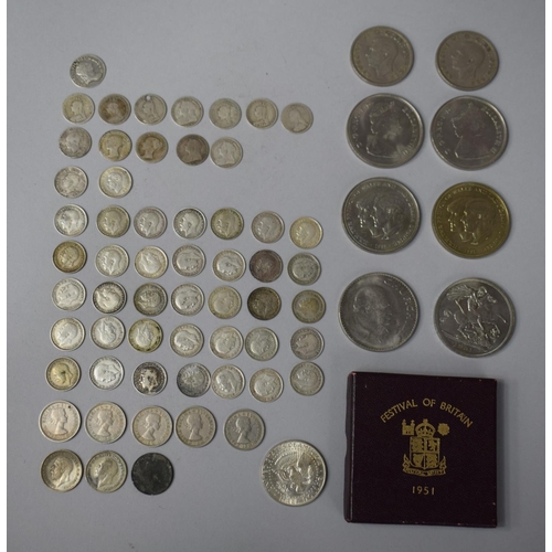 241 - A Collection of Various British Coins and Festival of Britain Medal to Include George III Threepenny... 