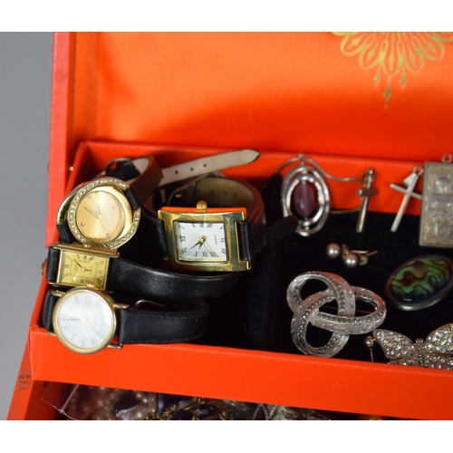 246 - A Vintage Jewellery Box Containing Costume Jewellery