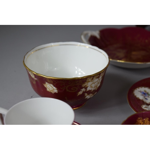 264 - A Collection of Various Gilt White and Red China to include Graduated Set of Coalport Two Handled Sh... 