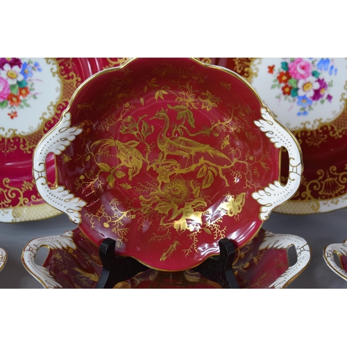 264 - A Collection of Various Gilt White and Red China to include Graduated Set of Coalport Two Handled Sh... 