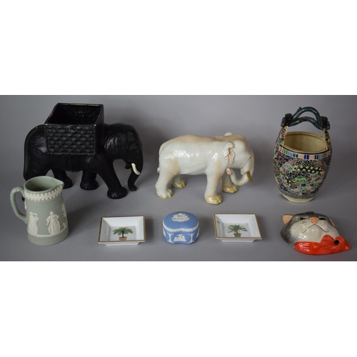 285 - A Collection of Various Ceramics to include Glazed Elephant Planter, Elephant Ornament, Jasperware J... 