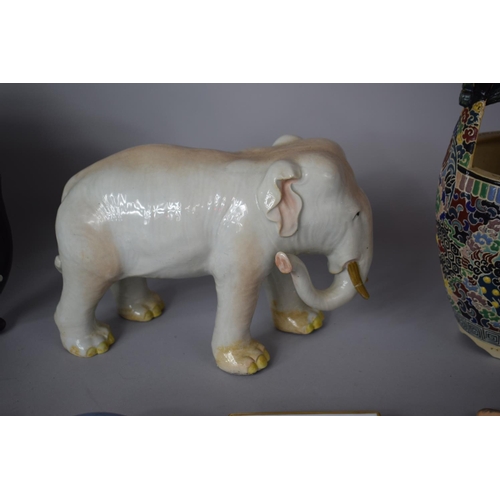 285 - A Collection of Various Ceramics to include Glazed Elephant Planter, Elephant Ornament, Jasperware J... 