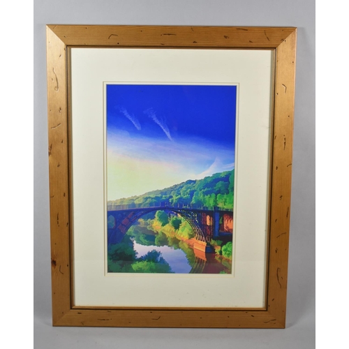 294 - A Framed Acrylic of the Iron Bridge, Signed and Dated 2006, 38cm high