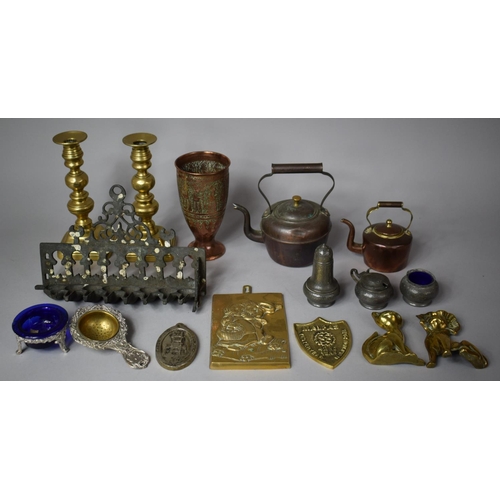 302 - A Collection of Various Metalwares to include Fireside Ornaments, Miniature Teapots, Pair of 19th Ce... 