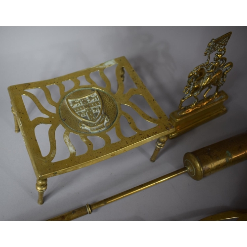 303 - A Collection of Various Brassware to include Chestnut Warmers, 19th Century Knight Fireside, Trivet ... 