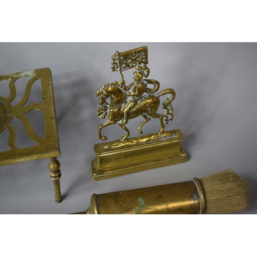 303 - A Collection of Various Brassware to include Chestnut Warmers, 19th Century Knight Fireside, Trivet ... 