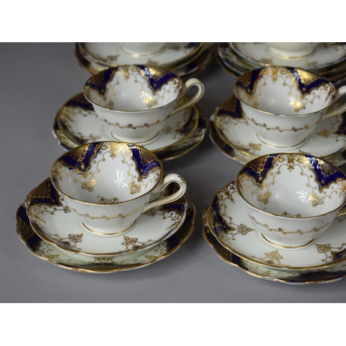 310 - A Grosvenor China Jackson and Gosling Gilt and Cobalt Blue Batwing Teaset to comprise Cake Plate, Mi... 