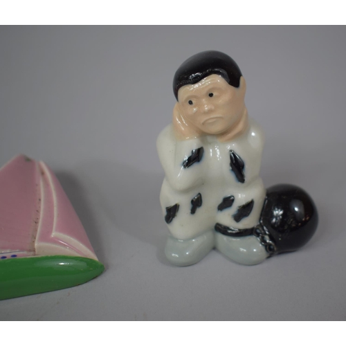 336 - A Wade Novelty Figure of Prisoner with Ball and Chain Together with Three Sailing Yachts, One AF