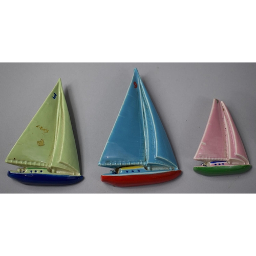 336 - A Wade Novelty Figure of Prisoner with Ball and Chain Together with Three Sailing Yachts, One AF