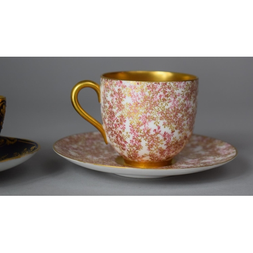 340 - Three Miniature Cabinet Cups and Saucers to Include Gilt and Black Glazed Coalport and Two Royal Wor... 