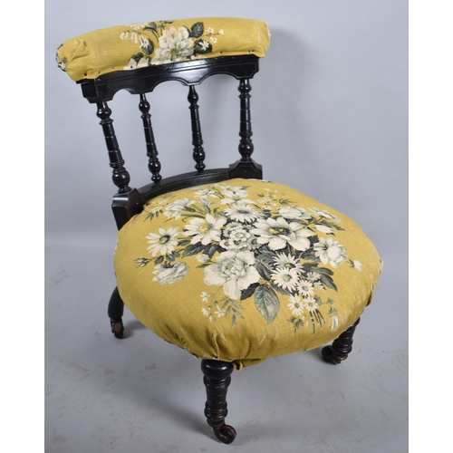 503 - An Edwardian Ebonised Spindle Back Ladies Nursing Chair with Circular Seat