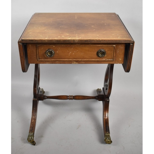 510 - A Modern Reproduction Walnut Occasional Table with Single Drawer, For Restoration, 45.5cm wide