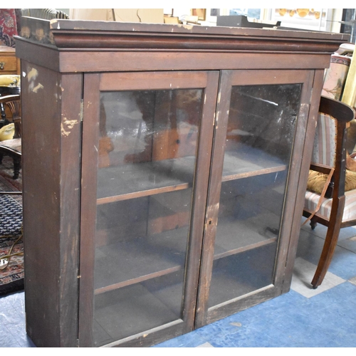 513 - A Late 19th Century Glazed Bookcase Top, 124cm wide