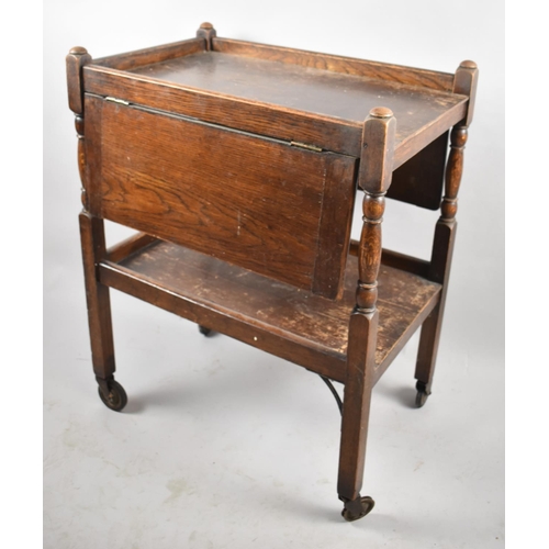 519 - An Edwardian Oak Drop Leaf Trolley, 61cm Long