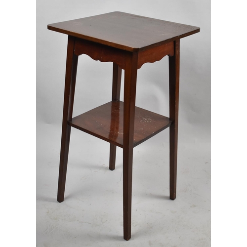 531 - An Edwardian Square Topped Occasional Table with Stretcher Shelf, 35cm Square