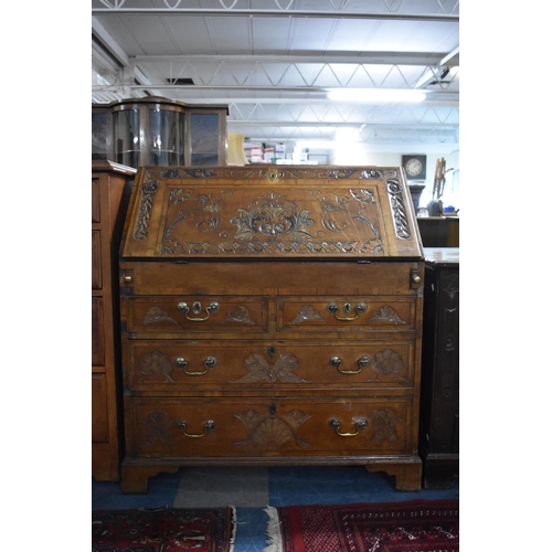 538 - A 19th Century Crossbanded Fall Front Bureau with Fall Front to Fitted Interior Having Secret Compar... 