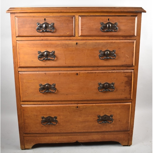 539 - An Art Nouveau Satinwood Chest of Two Short and Three Long Drawers, 91cm wide