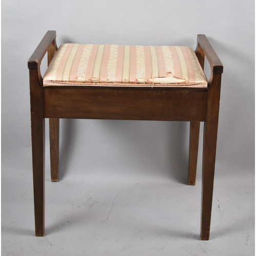 548 - An Edwardian Lift Top Piano Stool with Upholstered Seat, 53cm wide