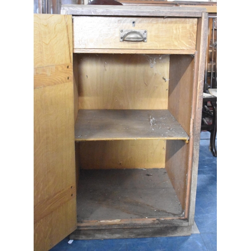 563 - A Vintage Limed Oak Heals Style Cabinet with Inner Drawer, 48cm wide