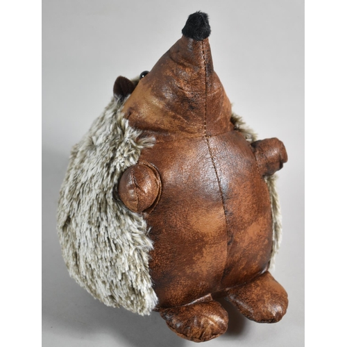 72 - A New and Unused Leather Doorstop in the Form of a Hedgehog, 23cm high