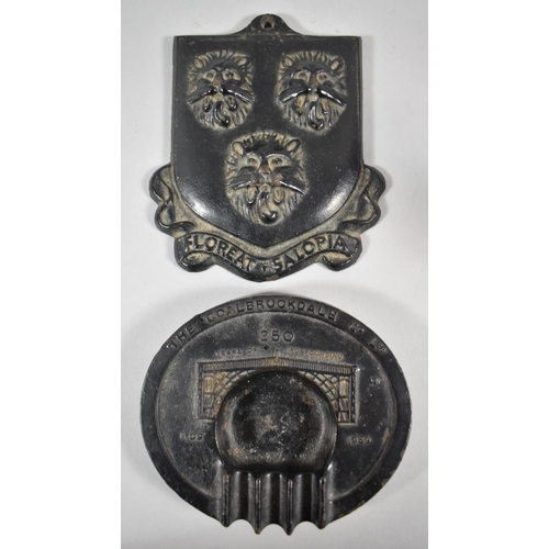 78 - A Collection of Cast Metal Items to Inlcude Shrewsbury Loggerheads Shield, Coalbrookdale Ironbridge ... 