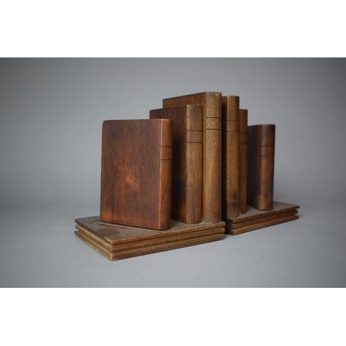 86 - A Pair of Wooden Bookends in the Form of Books, 15cm high