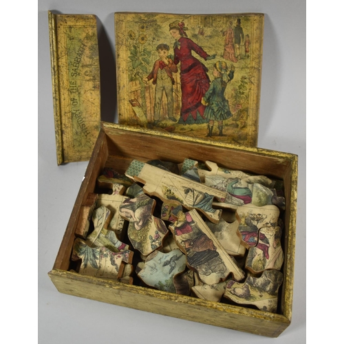 133 - A Late Victorian Sunday School Double Sided Puzzle in Wooden Box inscribed 