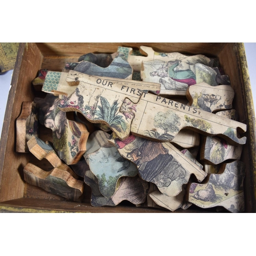 133 - A Late Victorian Sunday School Double Sided Puzzle in Wooden Box inscribed 