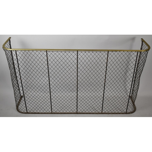 618 - A Late Victorian/Edwardian Brass Mounted Nursery Fire Guard, 135cm wide