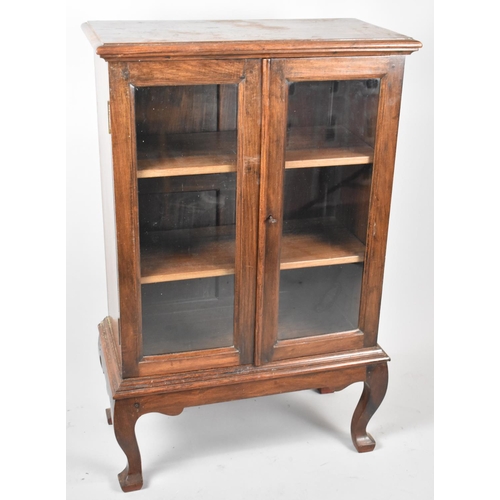 63 - A Glazed Side Cabinet on Short Cabriole Supports, 64cm Wide