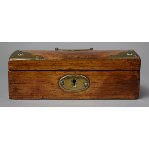 1 - A 19th Century Brass Mounted Rectangular Box with Hinged Domed Top, 15.5cms Wide