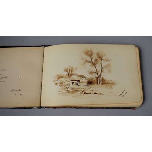 102 - A Late 19th/Early 20th Century Autograph Book Containing Drawings, Watercolours Etc, Together with a... 