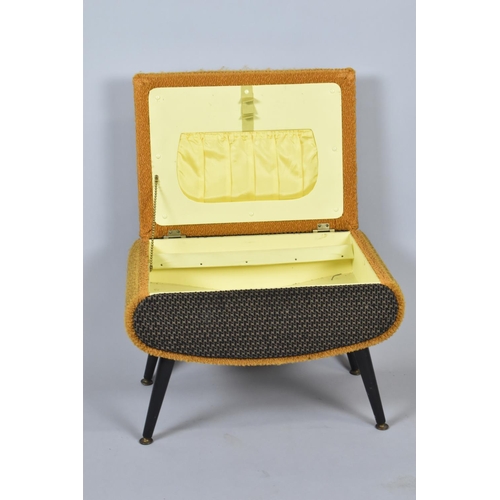 120 - A Mid 20th Century Fabric Upholstered Sewing Box with Hinged Lid, 56cms Wide