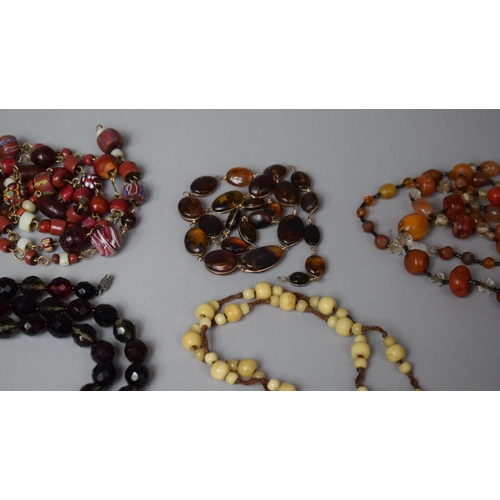 127 - A Collection of Various Necklaces to Include Amber and Amber Style Beads, Glass, Yellow Metal and Ea... 