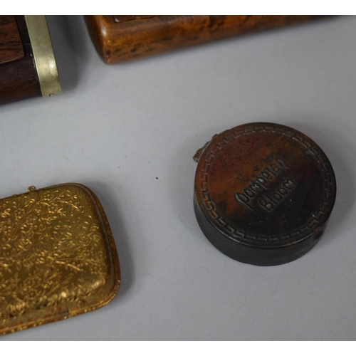 139 - Two Various Snuff Boxes together with a Vesta Case and a Small Circular Pompian Pill Box