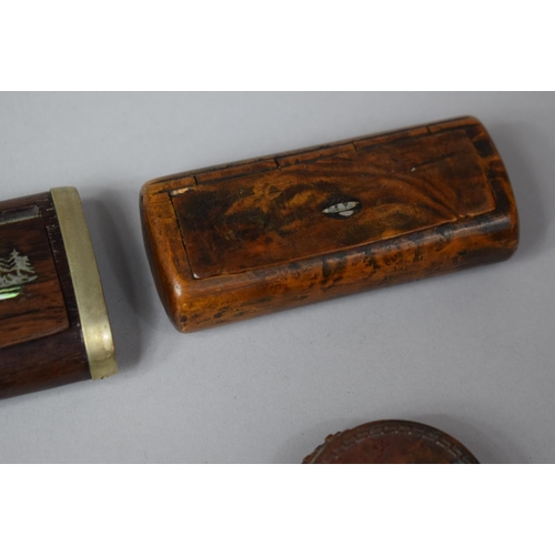 139 - Two Various Snuff Boxes together with a Vesta Case and a Small Circular Pompian Pill Box