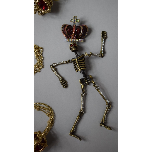 145 - Three Pieces of Butler and Wilson Jewellery to include Crowned Skeleton Brooch, Crown Ring and Penda... 