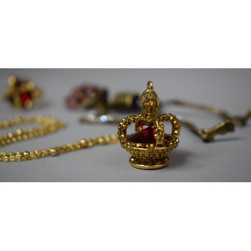 145 - Three Pieces of Butler and Wilson Jewellery to include Crowned Skeleton Brooch, Crown Ring and Penda... 