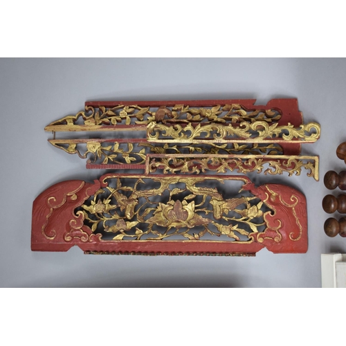 166 - A Collection of Various Oriental Items to include Pierced Carved and Painted Panels, Various Stamps,... 