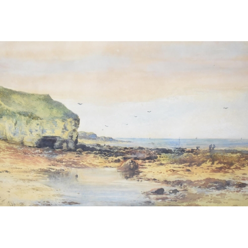 189 - A Gilt Framed Watercolour, Beach Scene by Albert Pollitt, 1886, 45x28cms