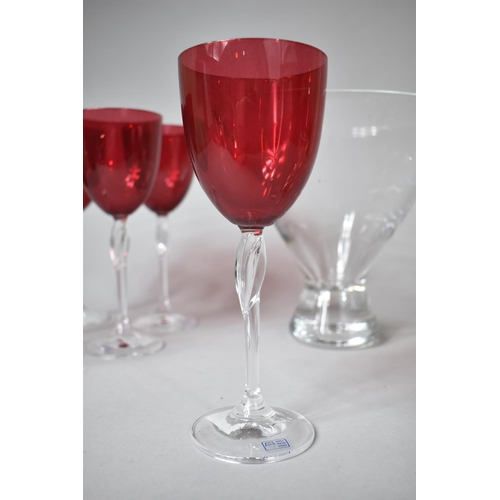 208 - A Collection of Glassware to Include Red Wine Glasses Retailed by Laura Ashley, Glass Centre Bowl an... 